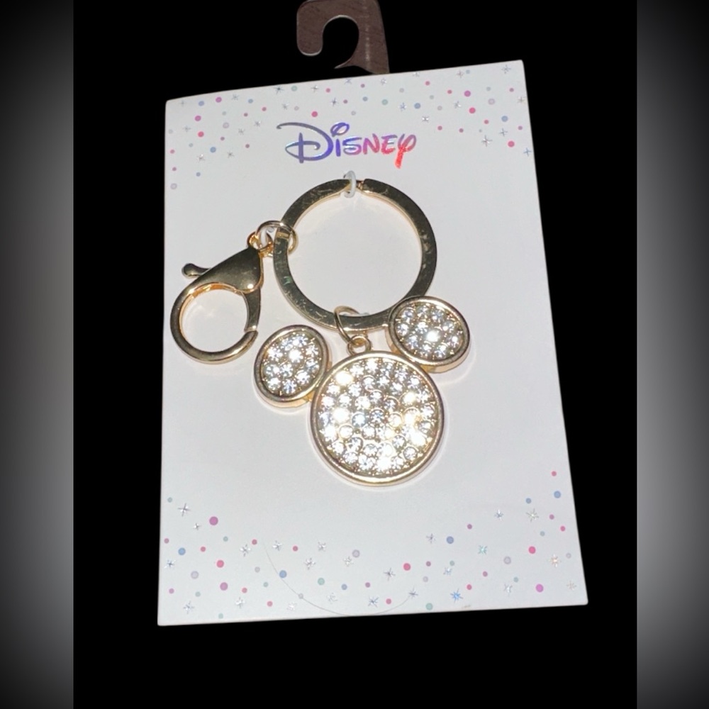 Disney Mickey Mouse Gold and CZ Keychain or Hangtag NWT